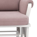 Fauteuil à bascule pour chambre d'enfant, coussin épais et rembourré, fauteuil en lin doux avec pouf et base en bois