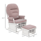 Fauteuil à bascule pour chambre d'enfant, coussin épais et rembourré, fauteuil en lin doux avec pouf et base en bois