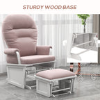 Fauteuil à bascule pour chambre d'enfant, coussin épais et rembourré, fauteuil en lin doux avec pouf et base en bois
