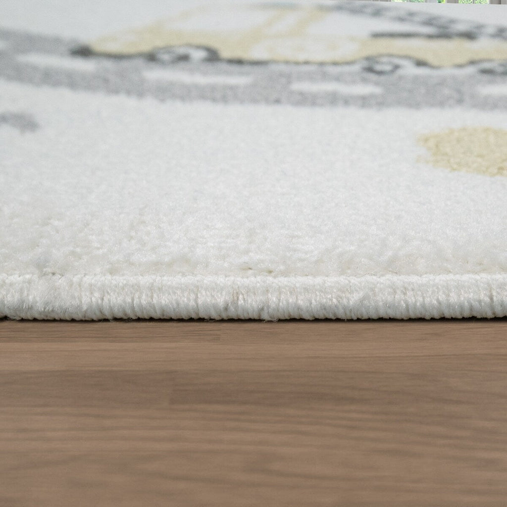 Tapis de chambre d'enfant avec motif de rues, de voitures et d'arbres aux couleurs pastel