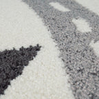 Tapis de chambre d'enfant avec motif de rues, de voitures et d'arbres aux couleurs pastel
