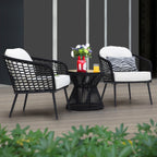 Ensemble bistro d'extérieur 3 pièces, 1 table basse et 2 chaises, noir