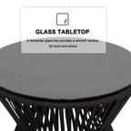 Ensemble bistro d'extérieur 3 pièces, 1 table basse et 2 chaises, noir