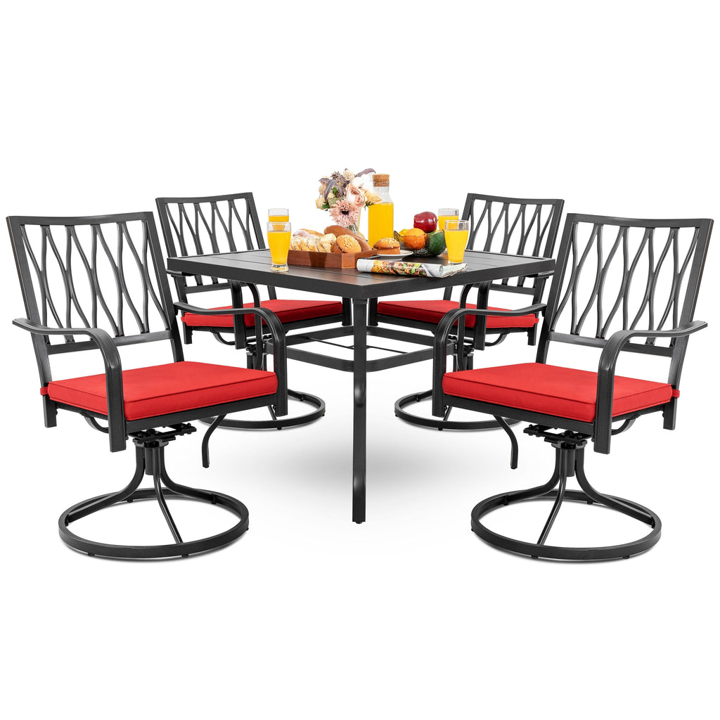Ensemble de salle à manger d'extérieur Nuu Garden 5 pièces avec chaises pivotantes et coussins