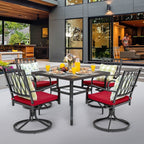 Ensemble de salle à manger d'extérieur Nuu Garden 5 pièces avec chaises pivotantes et coussins