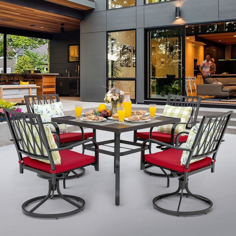Ensemble de salle à manger d'extérieur Nuu Garden 5 pièces avec chaises pivotantes et coussins