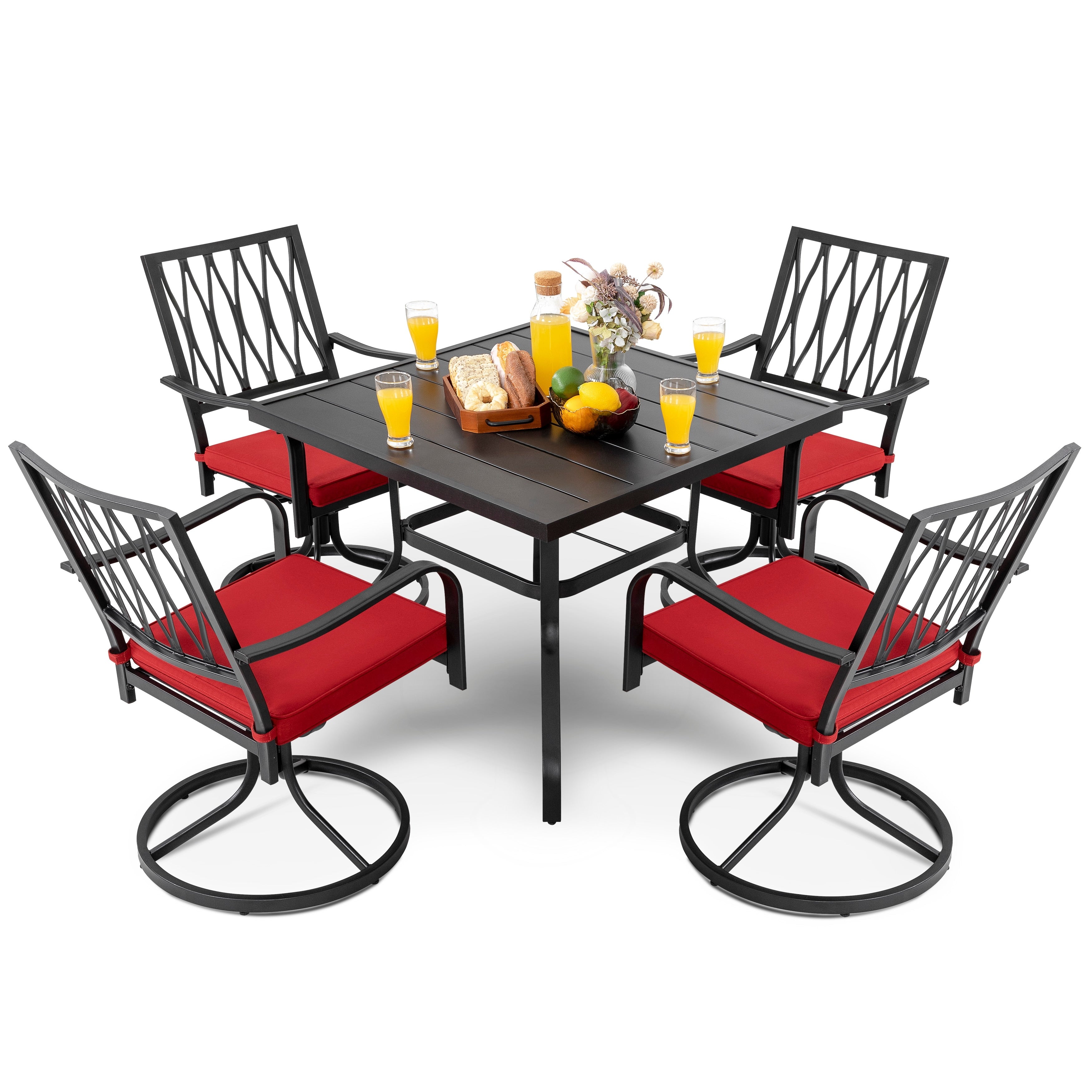 Ensemble de salle à manger d'extérieur Nuu Garden 5 pièces avec chaises pivotantes et coussins