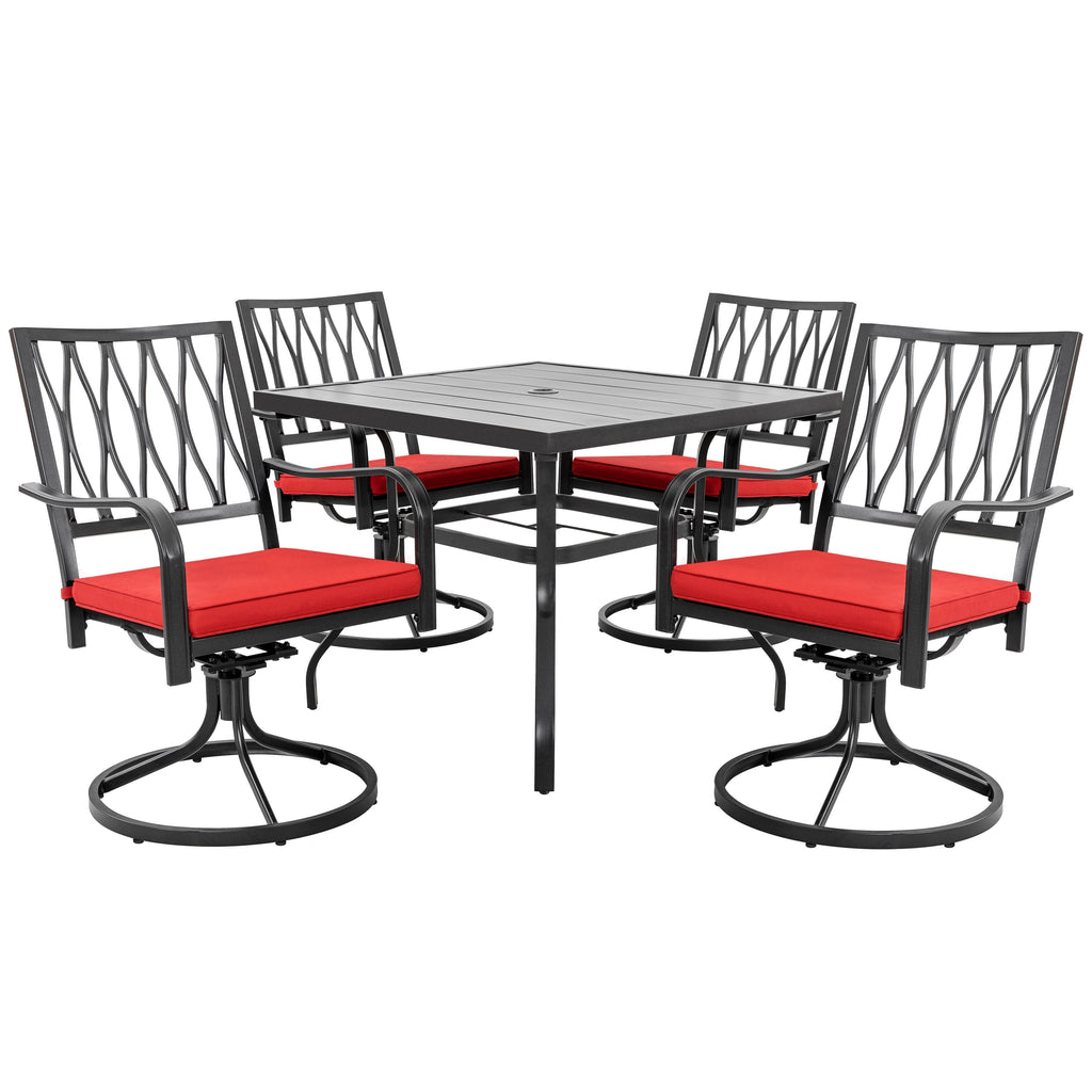 Ensemble de salle à manger d'extérieur Nuu Garden 5 pièces avec chaises pivotantes et coussins