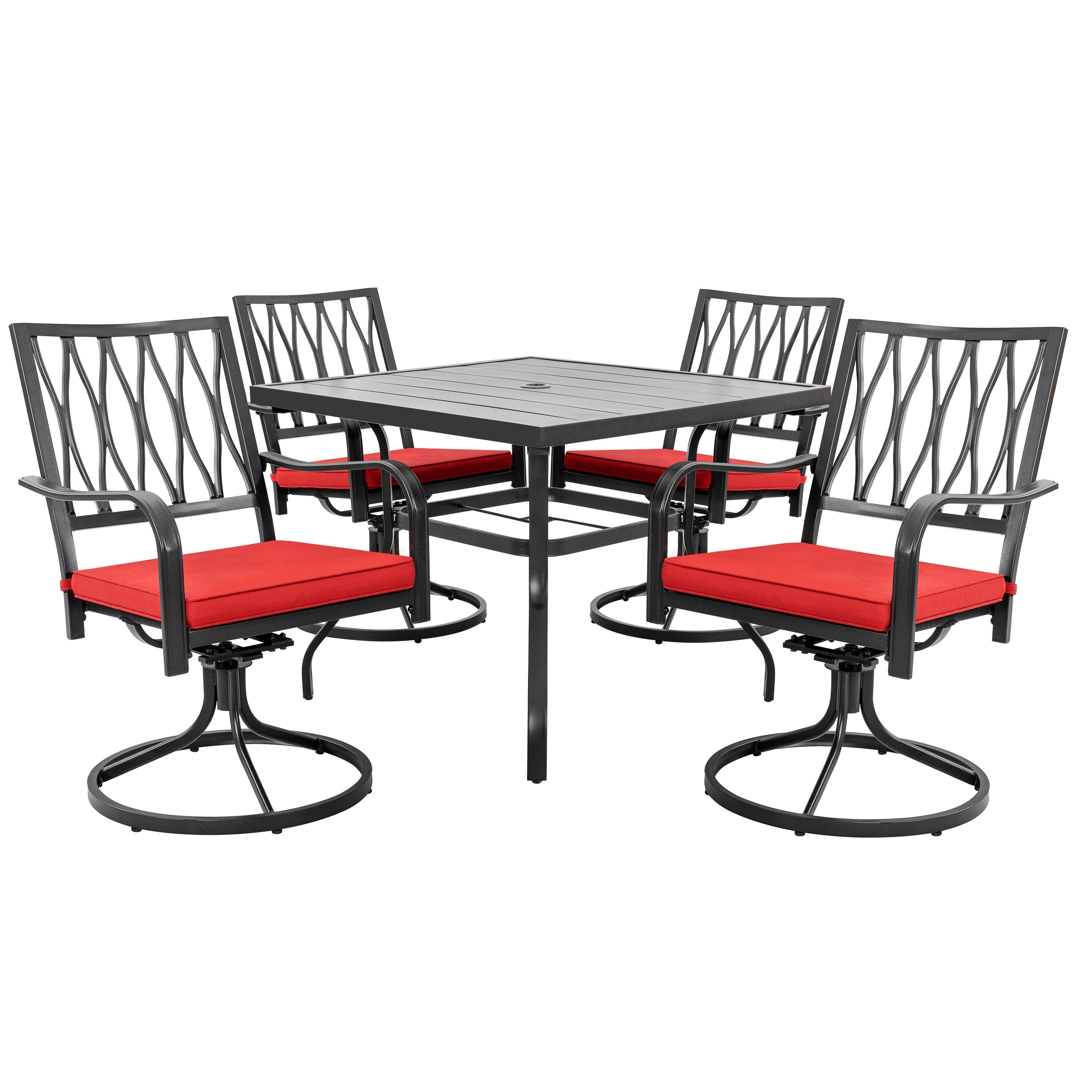 Ensemble de salle à manger d'extérieur Nuu Garden 5 pièces avec chaises pivotantes et coussins