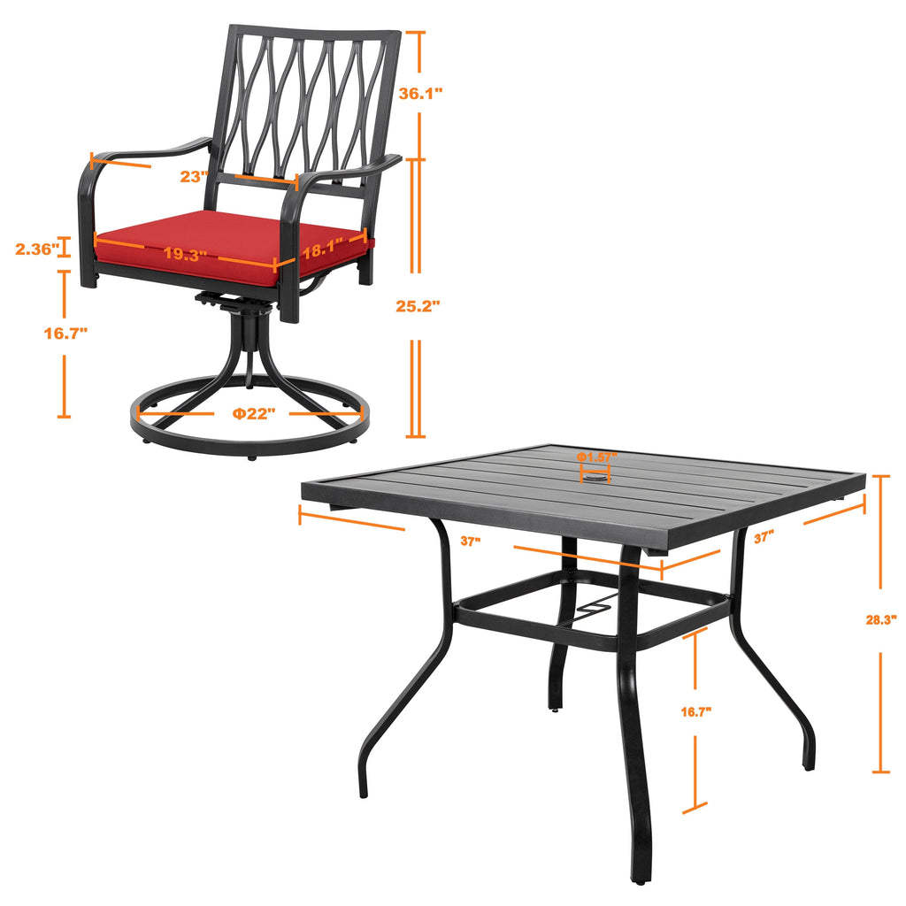 Ensemble de salle à manger d'extérieur Nuu Garden 5 pièces avec chaises pivotantes et coussins