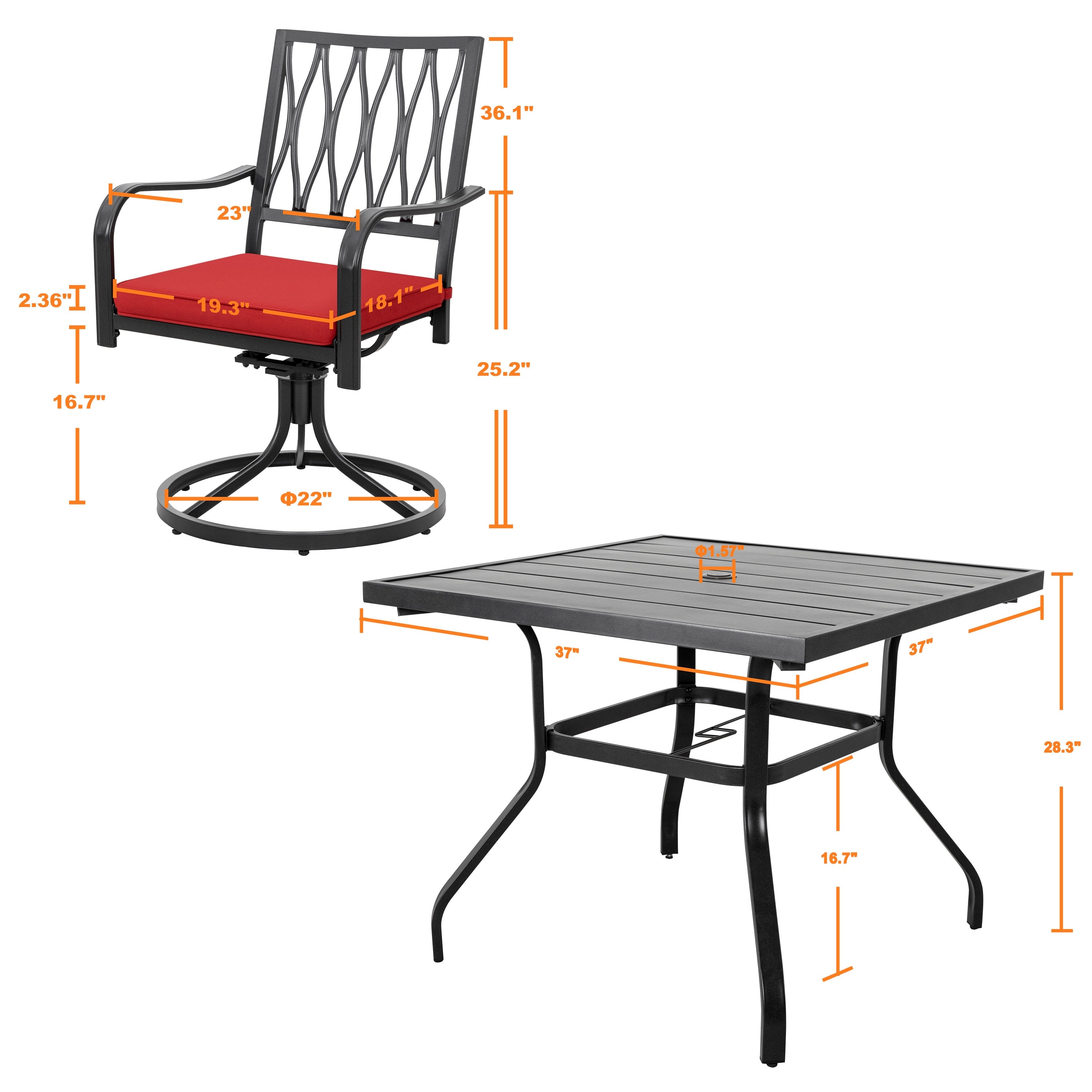 Ensemble de salle à manger d'extérieur Nuu Garden 5 pièces avec chaises pivotantes et coussins