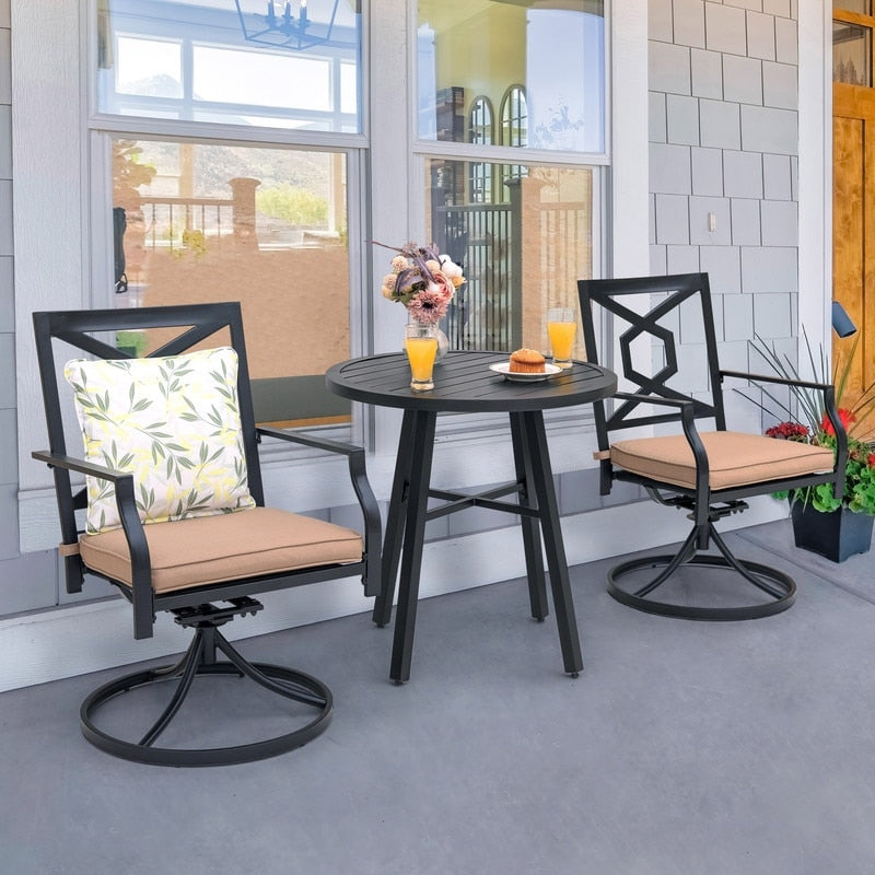 Ensemble de jardin avec chaises pivotantes