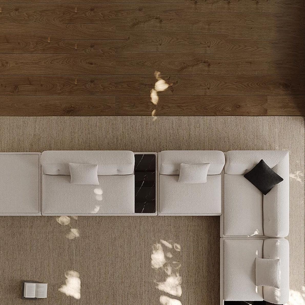 Canapé sectionnel en L Silver Moon Boucle