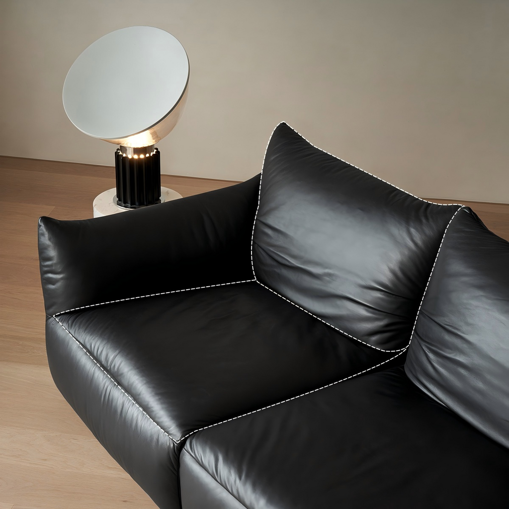Croissant Noir Top Grain Leather Sofa