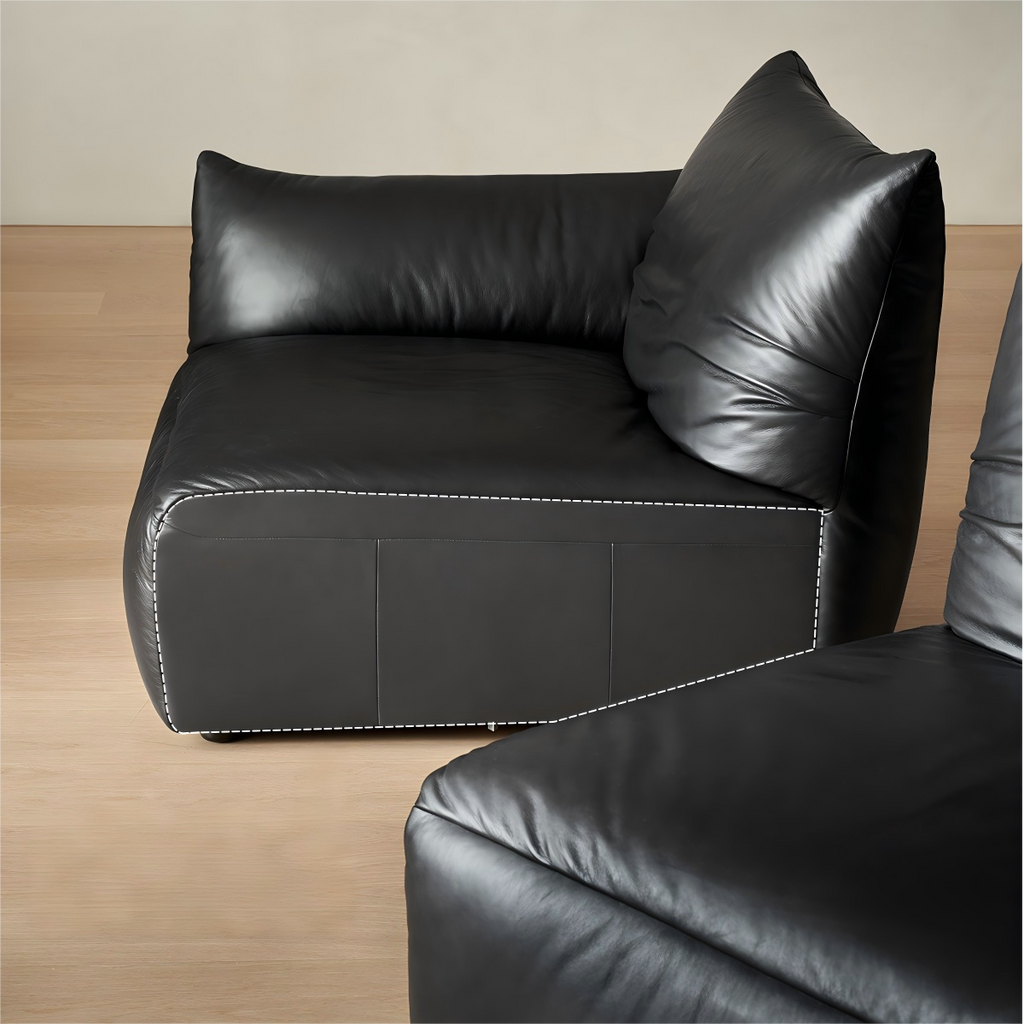 Croissant Noir Top Grain Leather Sofa