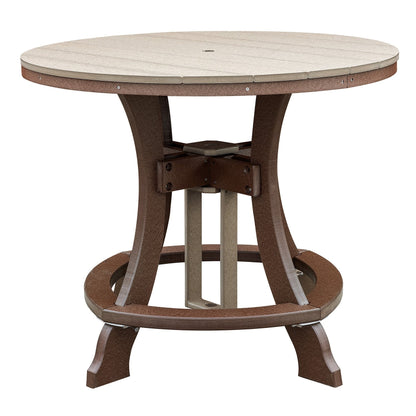 Ensemble de salle à manger rond OS Home and Office, cinq pièces, hauteur comptoir, en bois Weatherwood, sur une base brun Tudor