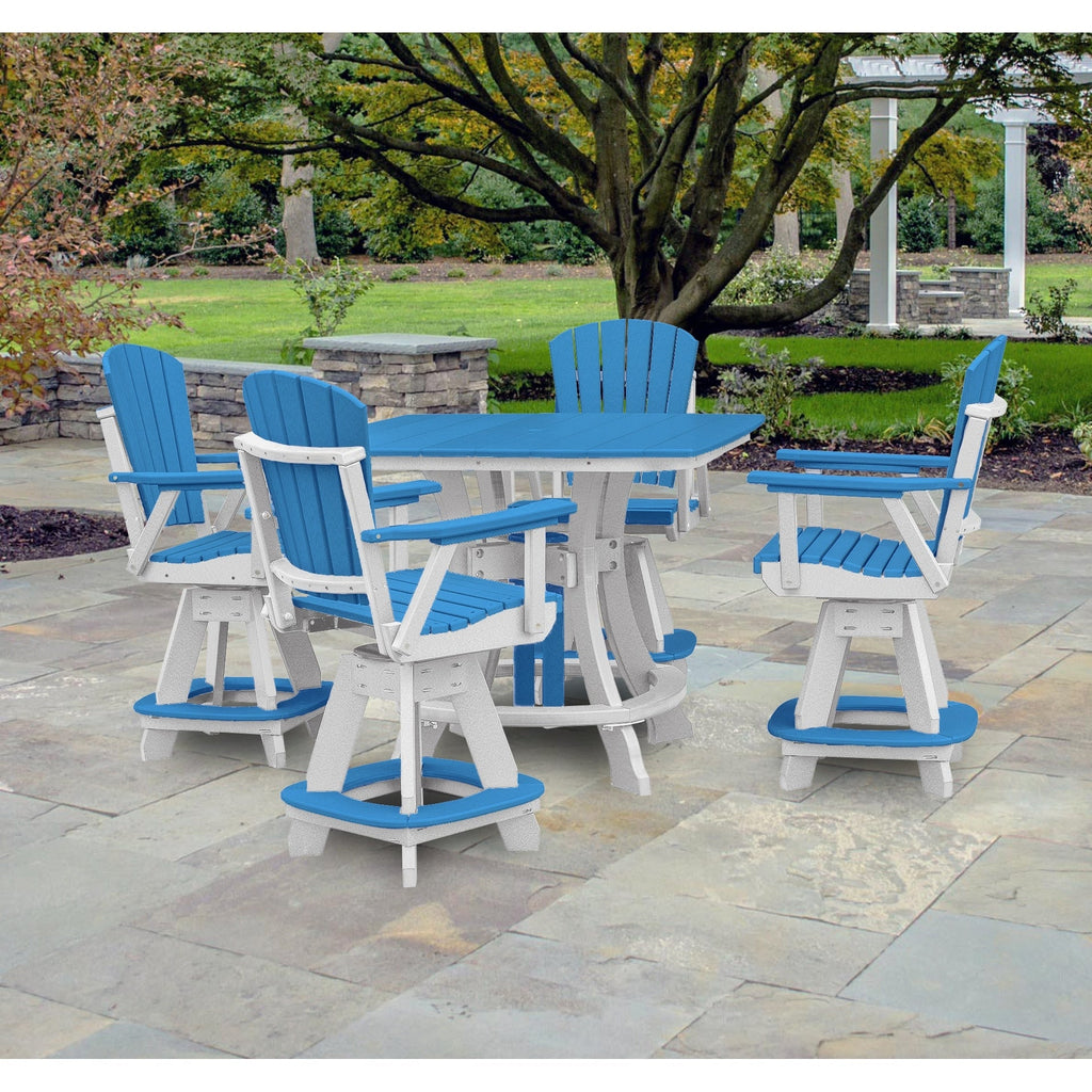 Ensemble de salle à manger carré OS Home and Office, cinq pièces, bleu sur base blanche