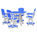 Ensemble de salle à manger carré OS Home and Office, cinq pièces, bleu sur base blanche