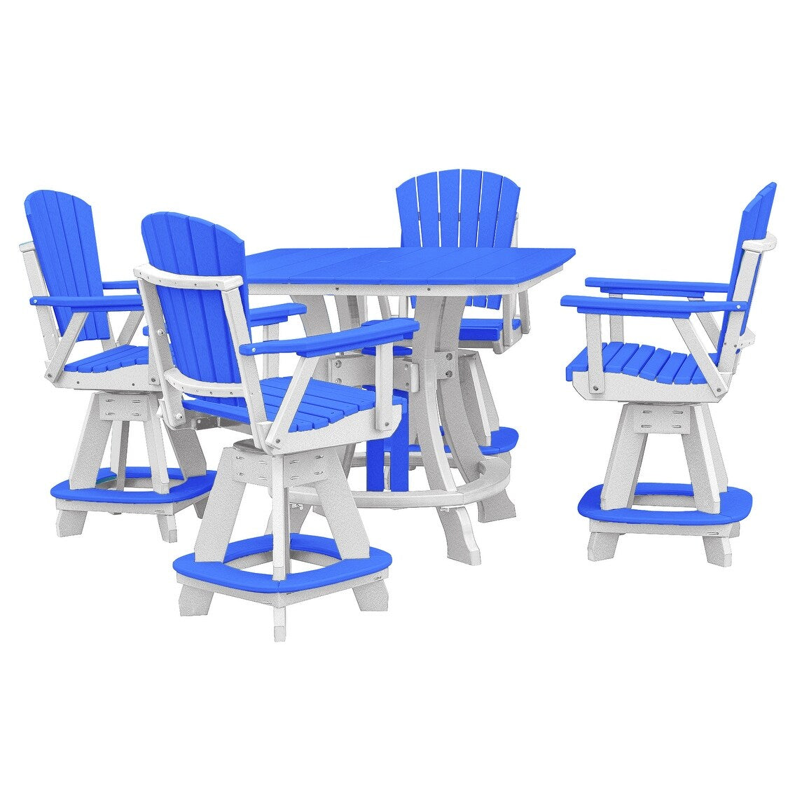 Ensemble de salle à manger carré OS Home and Office, cinq pièces, bleu sur base blanche