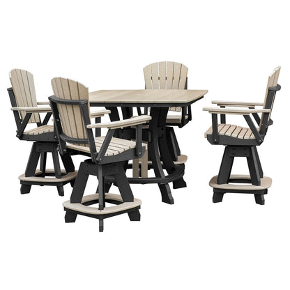 Ensemble de salle à manger carré OS Home and Office, cinq pièces, hauteur comptoir, en bois Weatherwood sur base noire