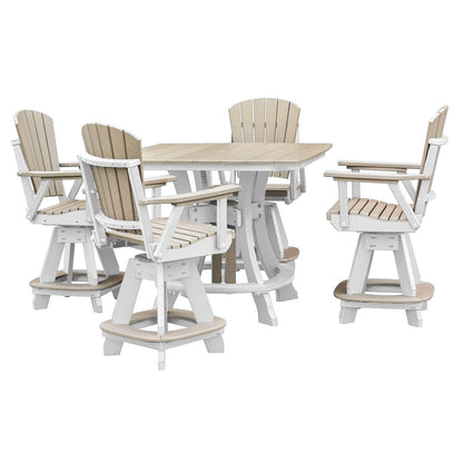 Ensemble de salle à manger carré OS Home and Office, cinq pièces, hauteur comptoir, en bois Weatherwood sur base blanche