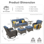 Ensemble de 10 chaises pivotantes de patio OVIOS avec tables