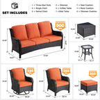 Ensemble de 10 chaises pivotantes de patio OVIOS avec tables