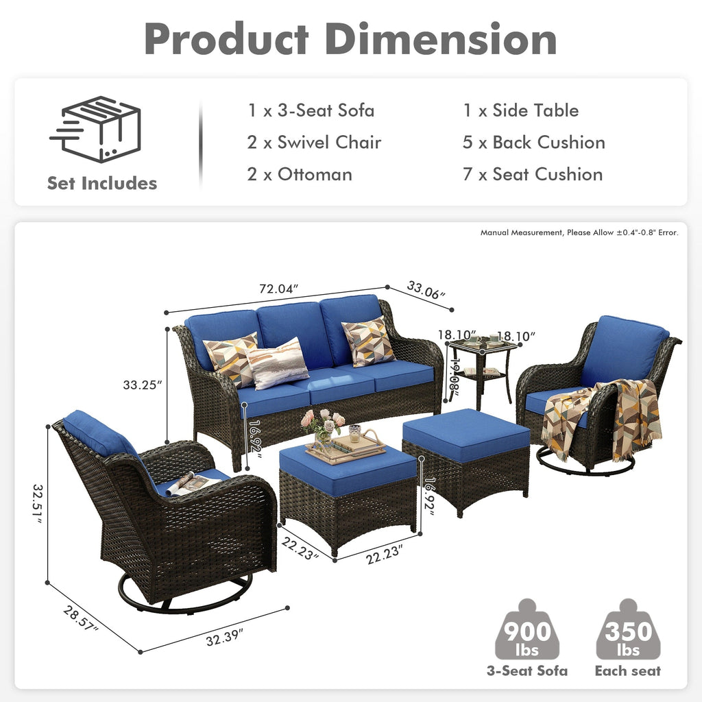 Ensemble de 10 chaises pivotantes de patio OVIOS avec tables