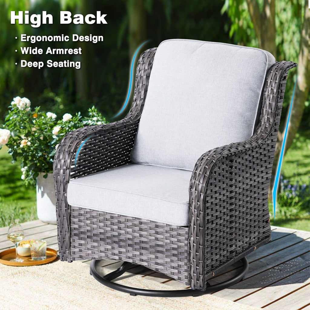 Ensemble de 10 chaises pivotantes de patio OVIOS avec tables