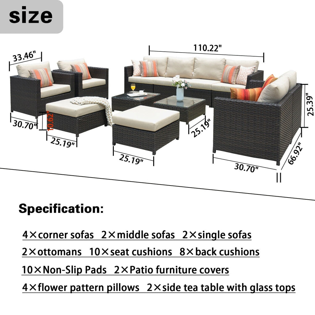 Ensemble de 12 meubles de patio OVIOS en tissu Sunbrella et oléfine