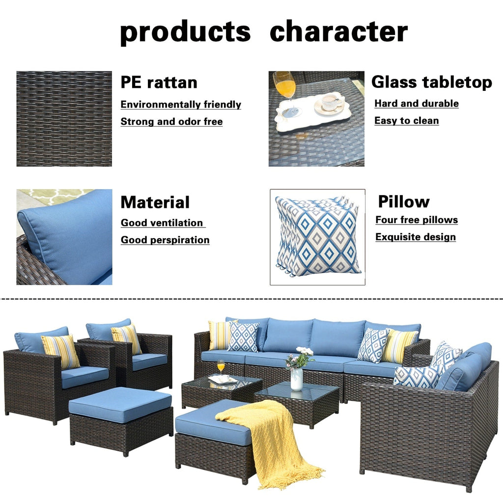 Ensemble de 12 meubles de patio OVIOS en tissu Sunbrella et oléfine