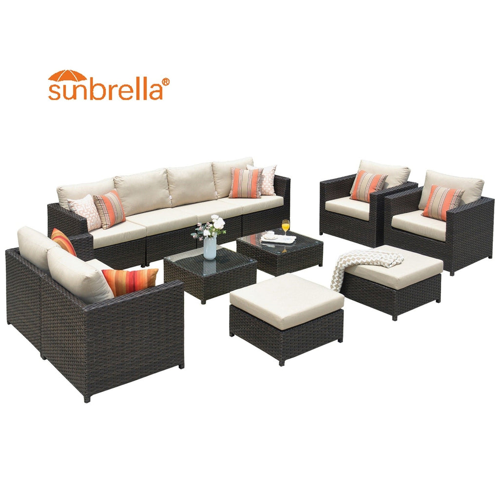 Ensemble de 12 meubles de patio OVIOS en tissu Sunbrella et oléfine