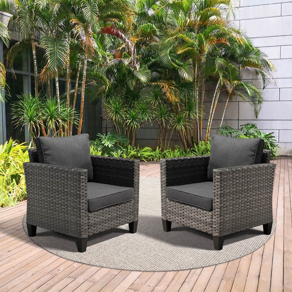 Ensemble de chaises de conversation en osier pour patio extérieur OVIOS