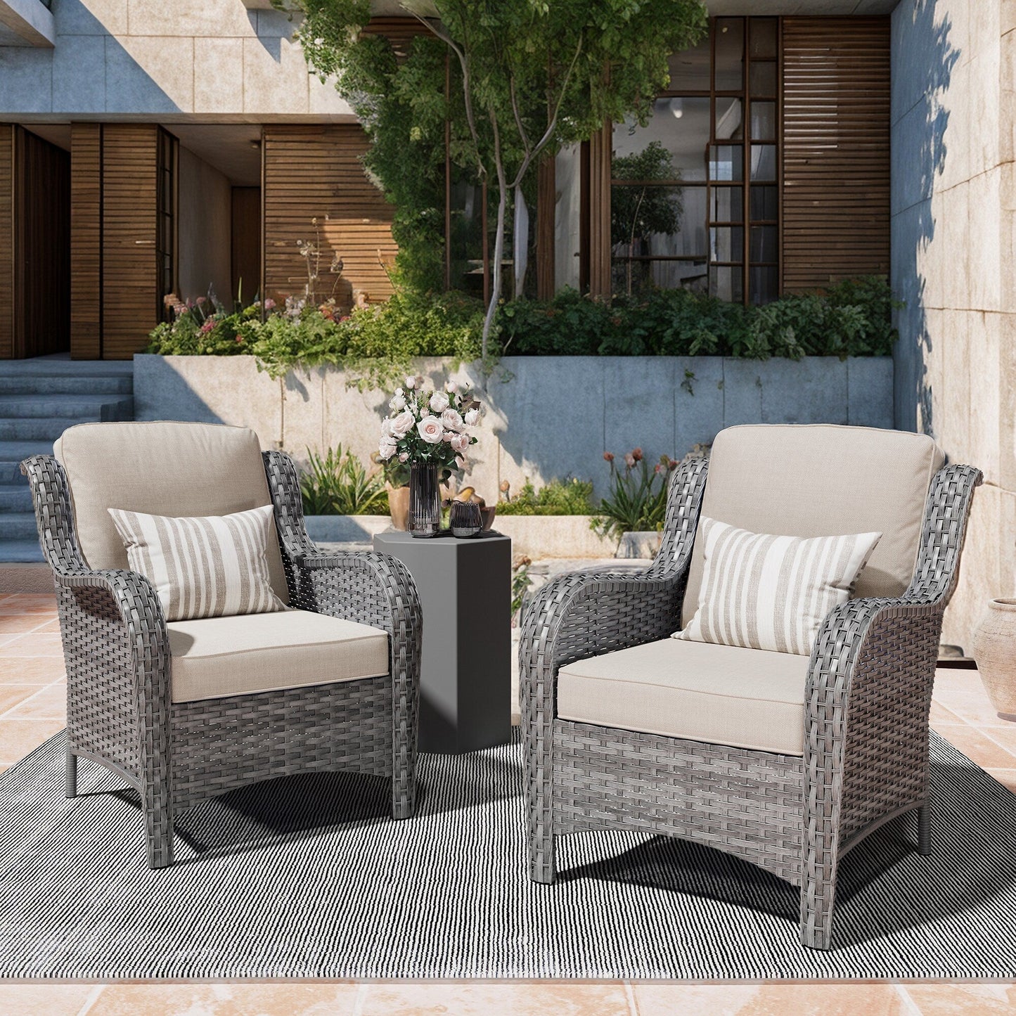 Ensemble de 2 chaises de patio en osier OVIOS