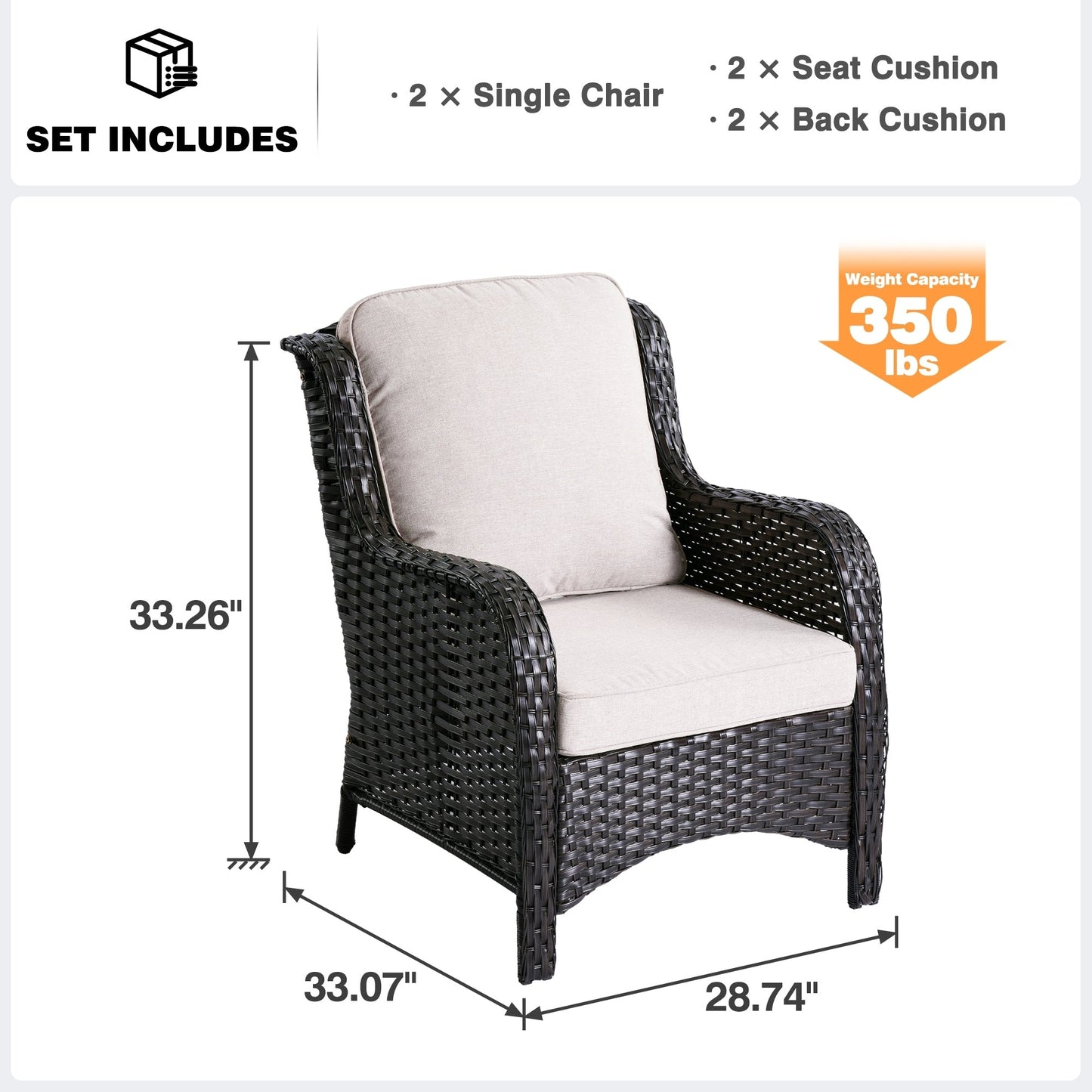 Ensemble de 2 chaises de patio en osier OVIOS
