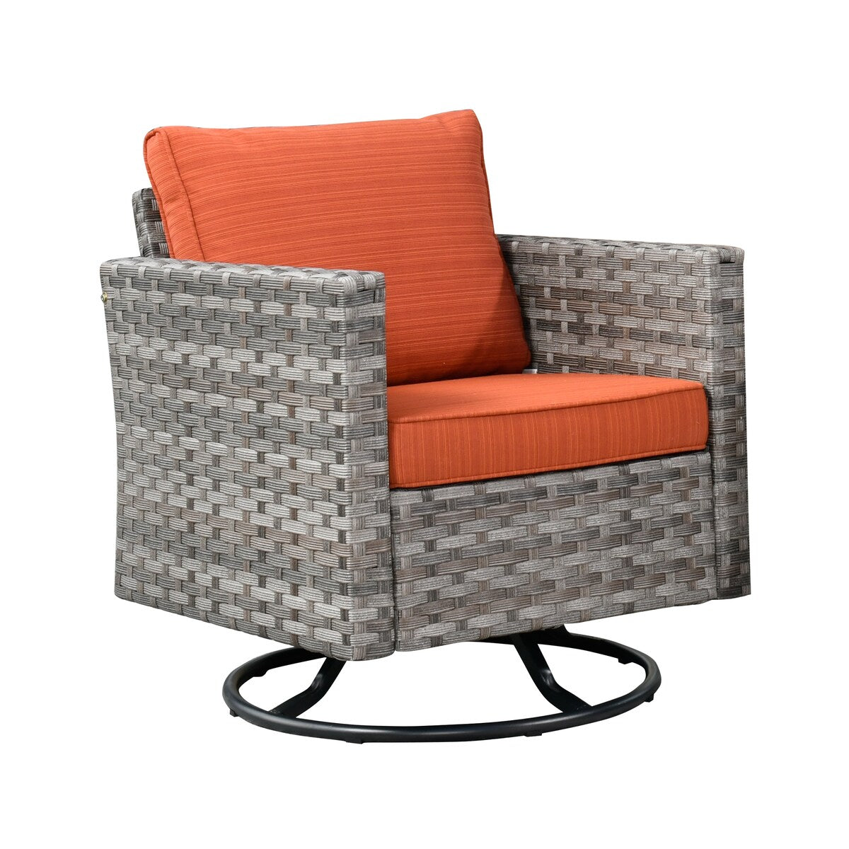 Ensemble de 2 chaises pivotantes à bascule en osier OVIOS avec table d'appoint et fauteuil de conversation