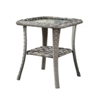 Ensemble de 2 chaises pivotantes à bascule en osier OVIOS avec table d'appoint et fauteuil de conversation