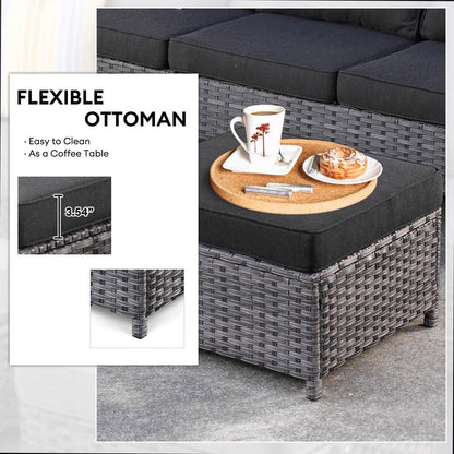 Ensemble ottoman de conversation d'extérieur en osier OVIOS 3 pièces