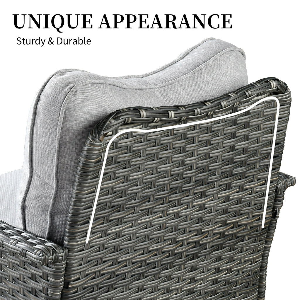 Ensemble de 3 chaises pivotantes en osier pour patio OVIOS, adaptées aux animaux de compagnie