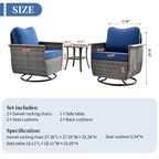 Ensemble de 3 chaises pivotantes en osier pour patio OVIOS, adaptées aux animaux de compagnie