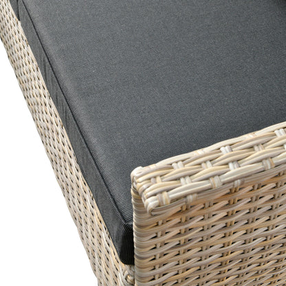 Ensemble de 3 chaises pivotantes en osier pour patio OVIOS, adaptées aux animaux de compagnie