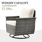 Ensemble de 3 chaises pivotantes en osier pour patio OVIOS, adaptées aux animaux de compagnie