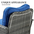 Ensemble de 3 chaises pivotantes en osier pour patio OVIOS, adaptées aux animaux de compagnie