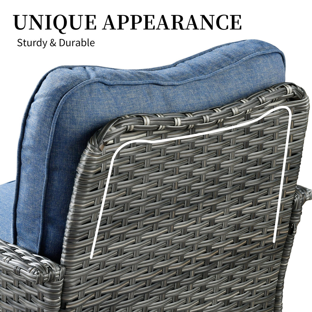 Ensemble de 3 chaises pivotantes en osier pour patio OVIOS, adaptées aux animaux de compagnie