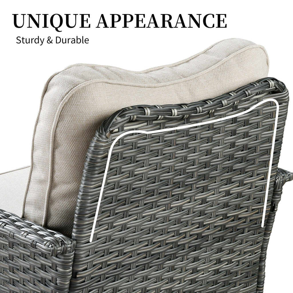 Ensemble de 3 chaises pivotantes en osier pour patio OVIOS, adaptées aux animaux de compagnie