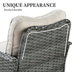 Ensemble de 3 chaises pivotantes en osier pour patio OVIOS, adaptées aux animaux de compagnie