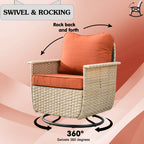 Ensemble de 3 chaises pivotantes en osier pour patio OVIOS, adaptées aux animaux de compagnie
