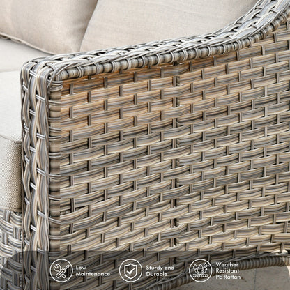 Ensemble de 5 chaises pivotantes d'extérieur en osier OVIOS avec table à énergie solaire