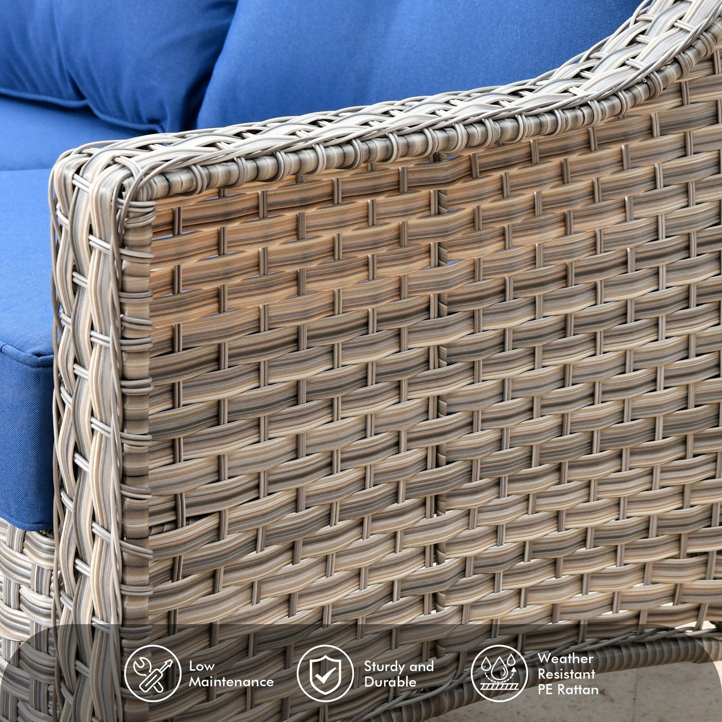 Ensemble de 5 chaises pivotantes d'extérieur en osier OVIOS avec table à énergie solaire