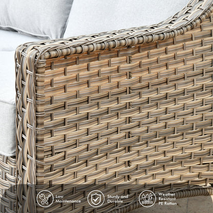 Ensemble de 5 chaises pivotantes d'extérieur en osier OVIOS avec table à énergie solaire
